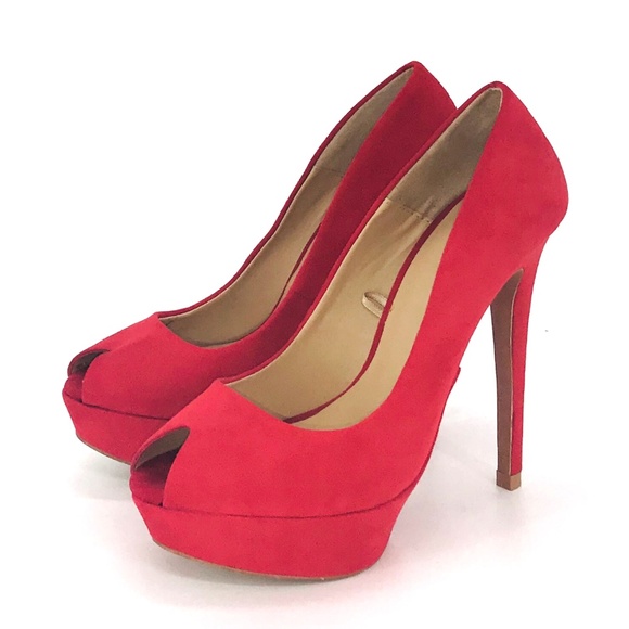 Zara Women Red Platform Heels Size 6.5 - Picture 4 of 7